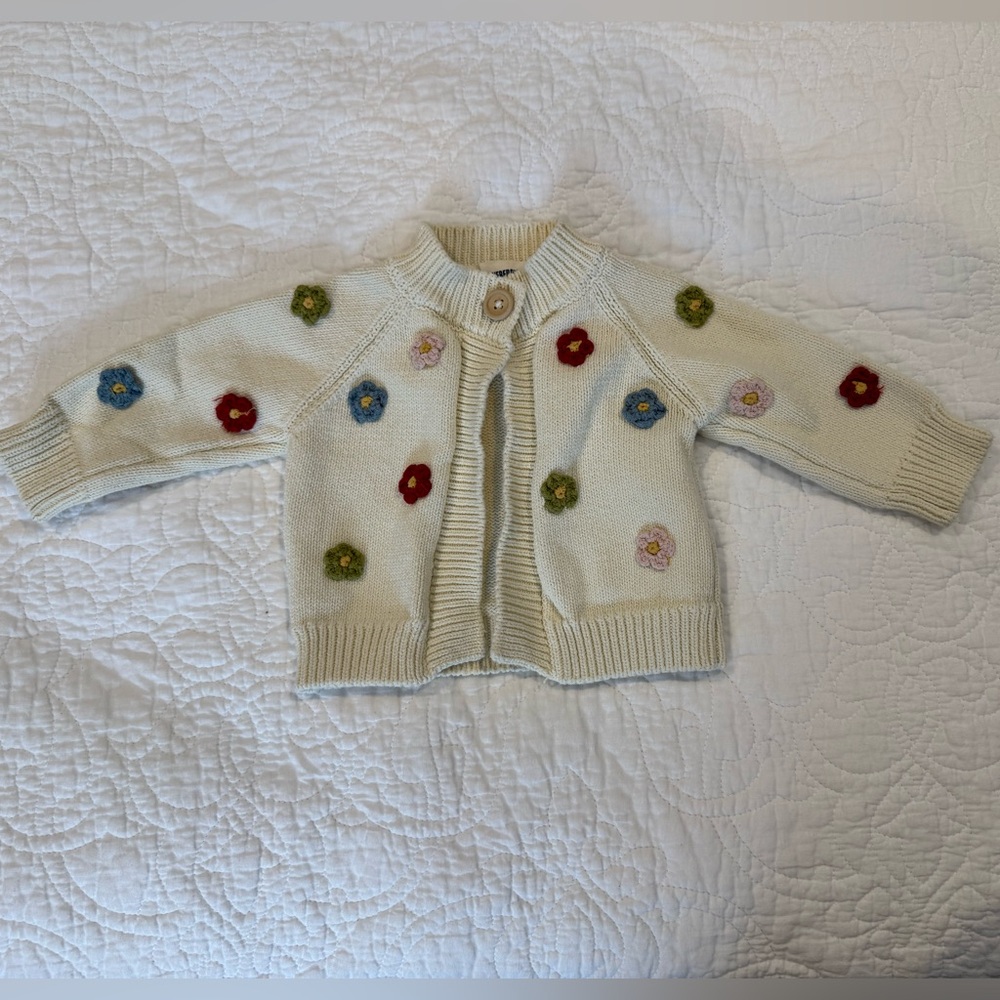 The Blueberry Hill Floral Knit Baby Sweater